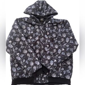 A$$holes Live Forever Skull & Rose Black Graphic Hoodie Coat XL